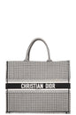 Christian Dior Houndstooth Large Book Tote Canvas Black White