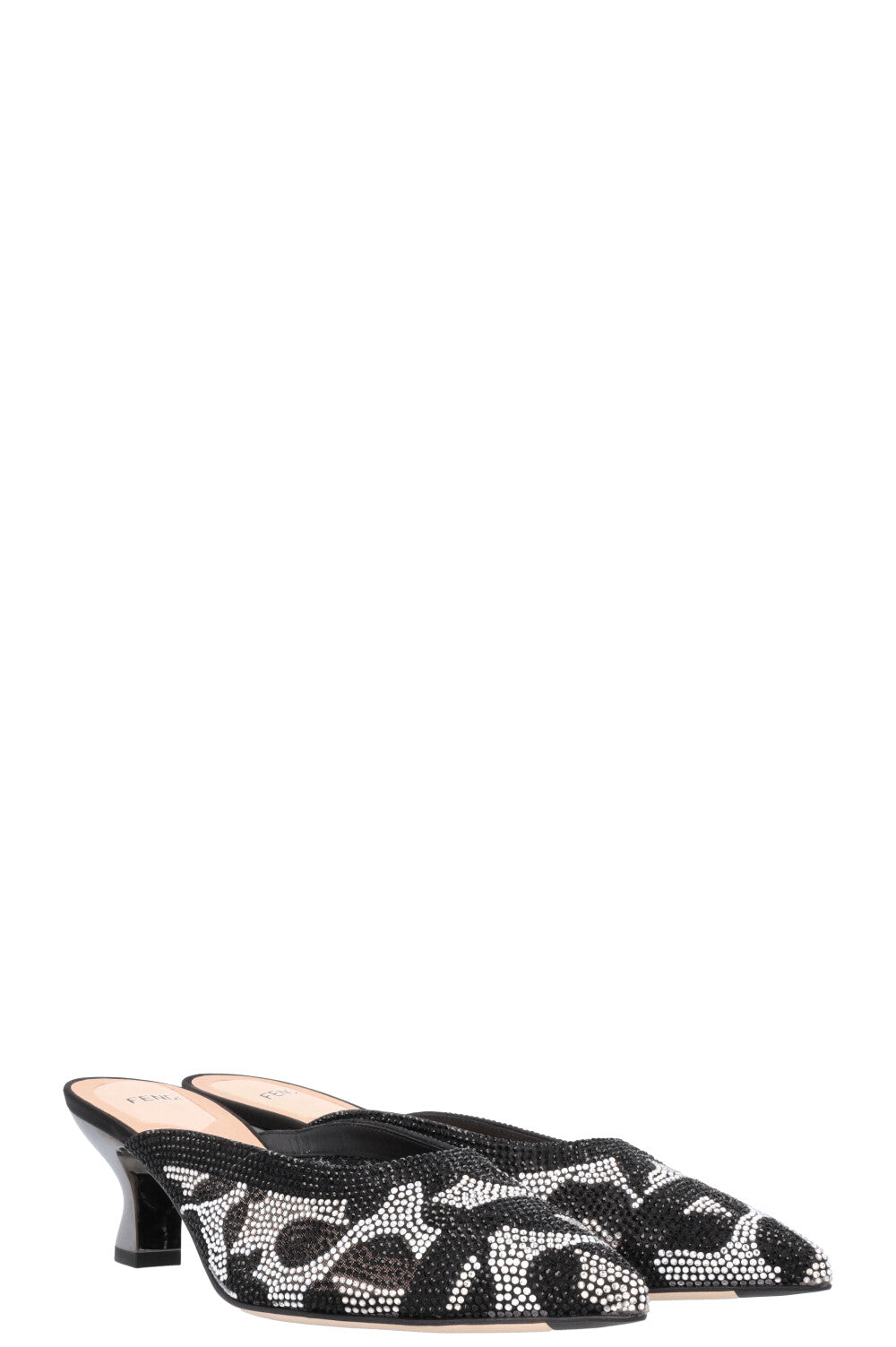 FENDI Crystal Heels Black Silver