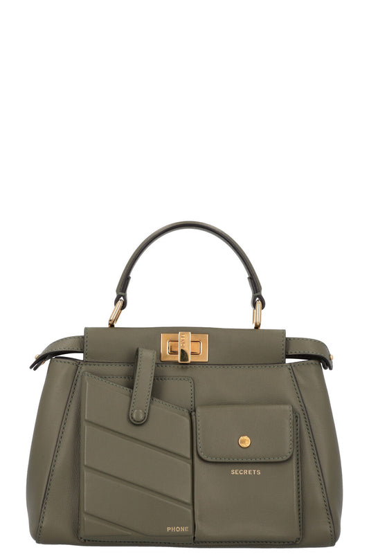 FENDI Mini Peekaboo Pocket Leather Green