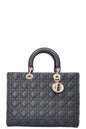 Christian Dior Large Lady Dior Bag Leather Navy