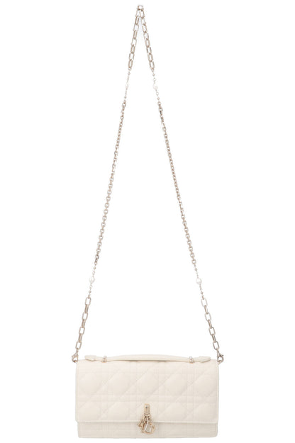 Christian Dior My Dior Top Handle Bag Cannage White Leather