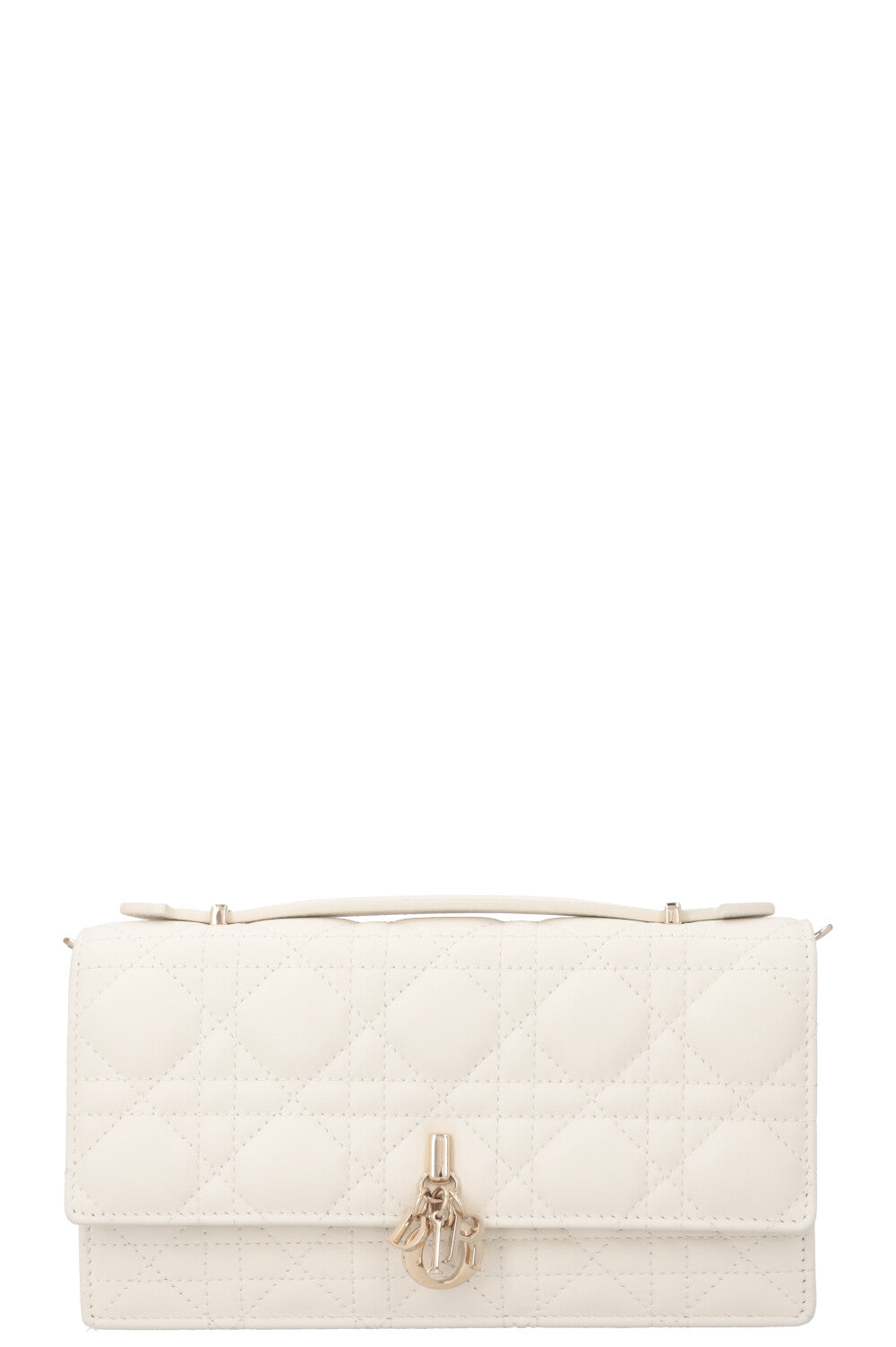 Christian Dior My Dior Top Handle Bag Cannage White Leather