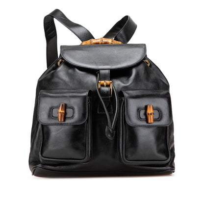 Gucci Calfskin Bamboo Drawstring Backpack