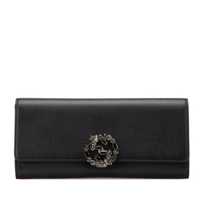 Gucci Calfskin Crystals Broadway Clutch