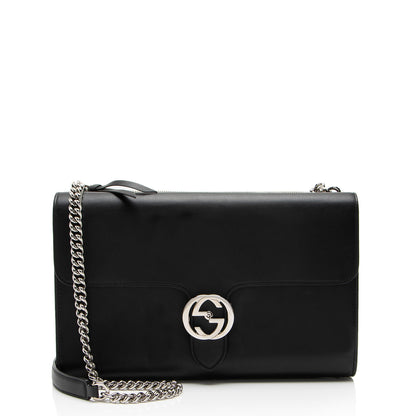 Gucci Grained Calfskin Interlocking G Medium Shoulder Bag
