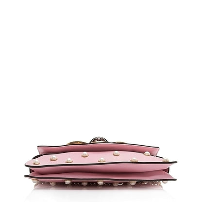Gucci Calfskin Pearl Bee Broadway Mini Shoulder Bag