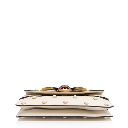 Gucci Calfskin Pearl Bee Broadway Mini Shoulder Bag (SHF-vh1WnC)