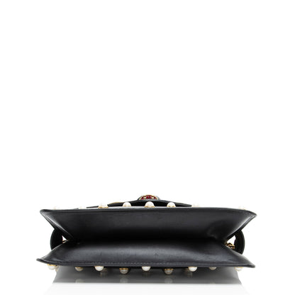 Gucci Calfskin Pearl Bee Broadway Mini Shoulder Bag