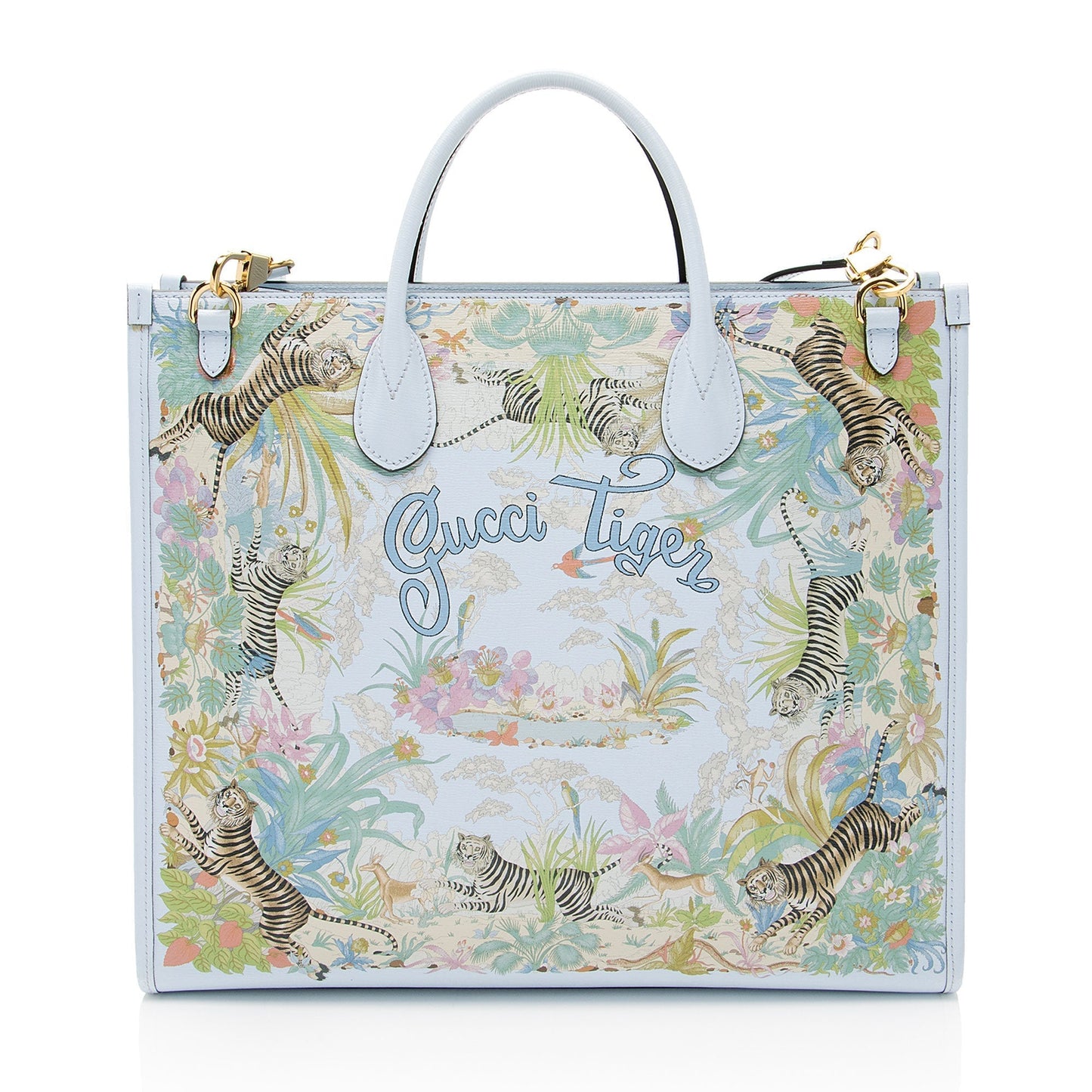 Gucci Calfskin Shangai Tiger Print Medium Tote