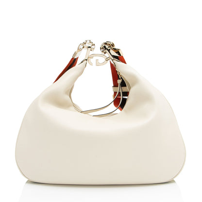 Gucci Calfskin Web Attache Large Shoulder Bag