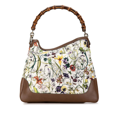 Gucci Canvas Bamboo Flora Diana Satchel (SHG-8uP6Jf)