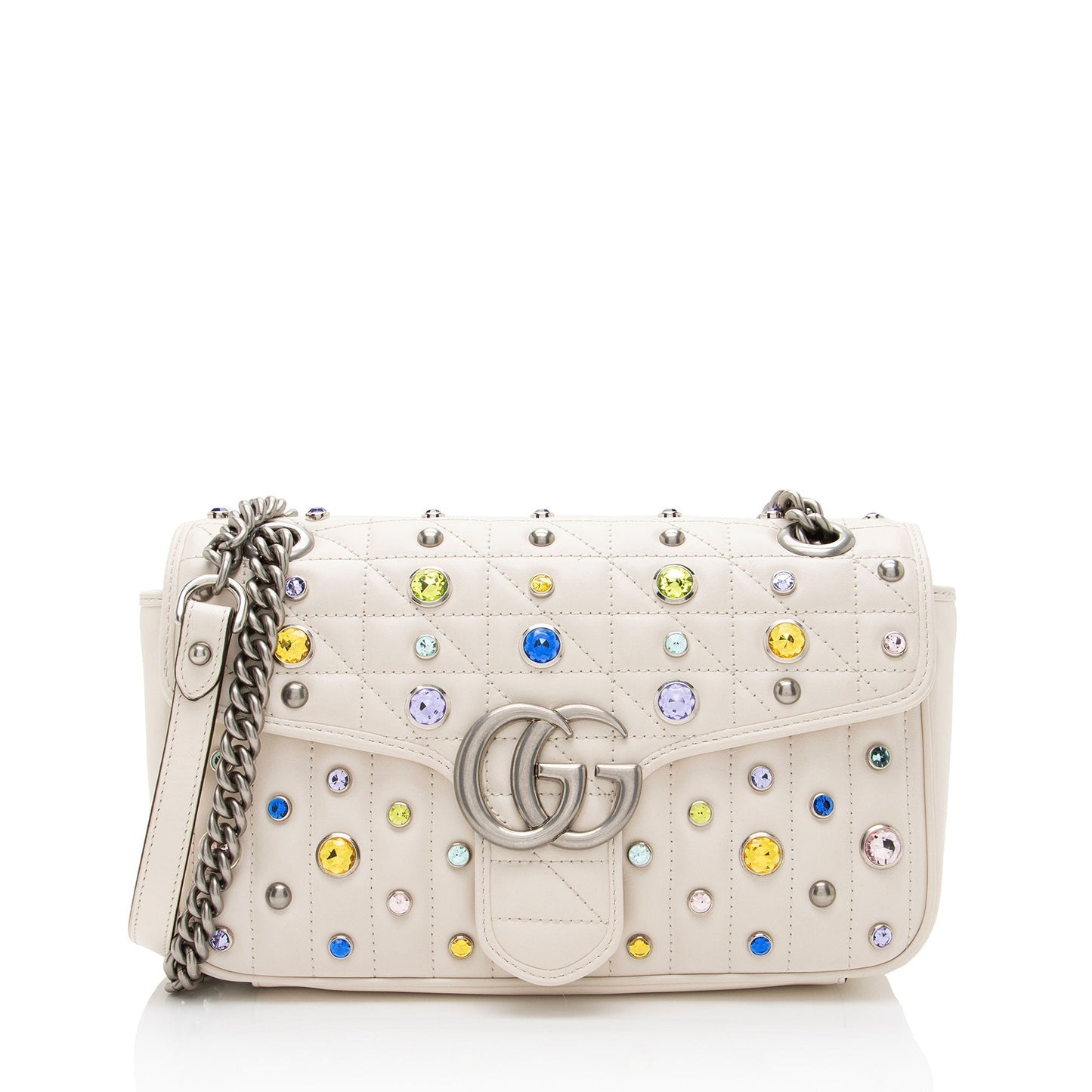 Gucci Crystal Embellished Matelasse GG Marmont Small Flap Bag (SHF-3tbySh)