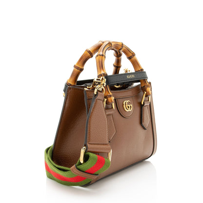 Gucci Cuir Leather Bamboo Diana Mini Tote