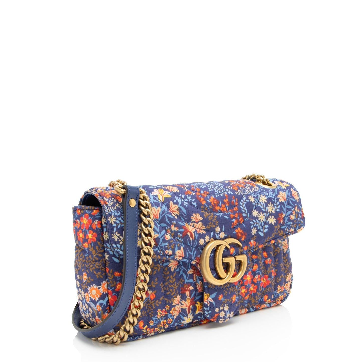 Gucci Floral Matelasse Cotton GG Marmont Small Flap Bag