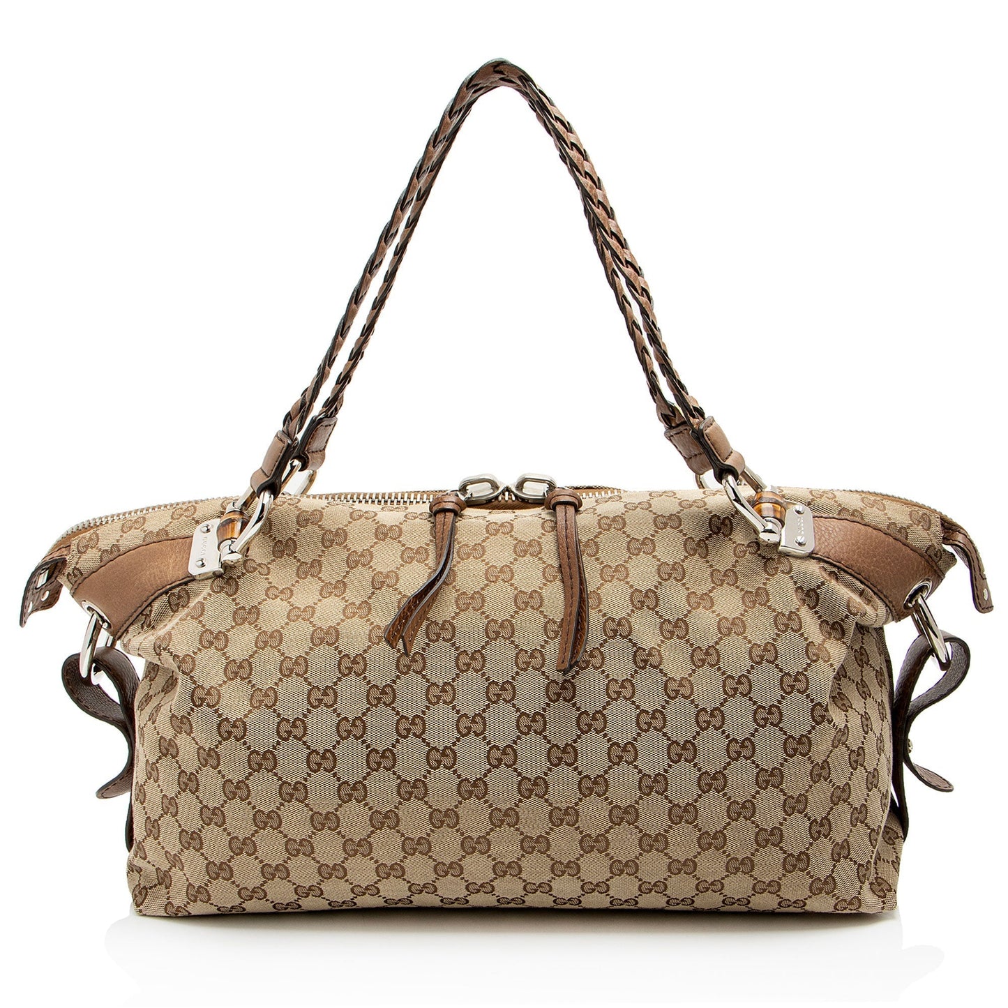 Gucci GG Canvas Bamboo Bar Medium Tote