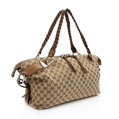 Gucci GG Canvas Bamboo Bar Medium Tote