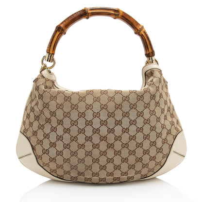 Gucci GG Canvas Bamboo Peggy Shoulder Bag (SHF-Ygbm96)