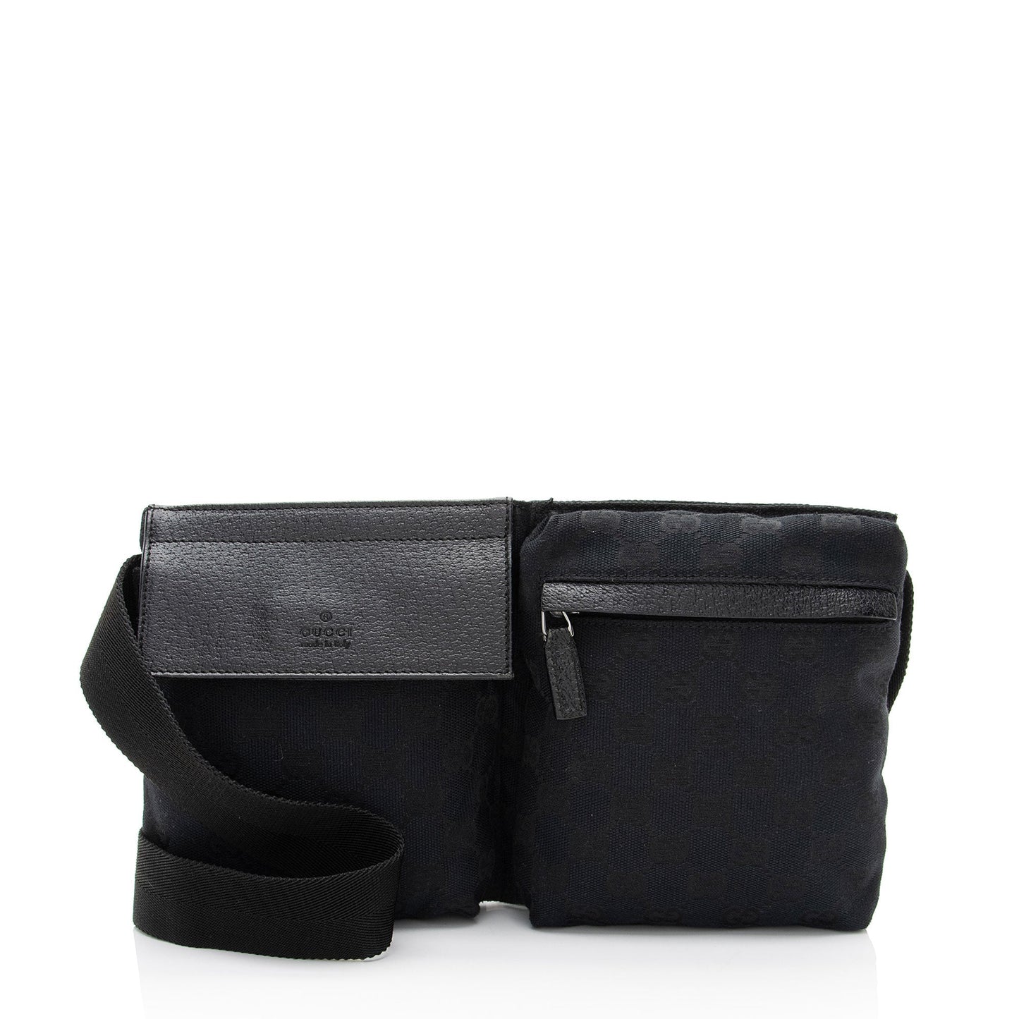 Gucci GG Canvas Double Pocket Belt Bag (SHF-a1zpfw)