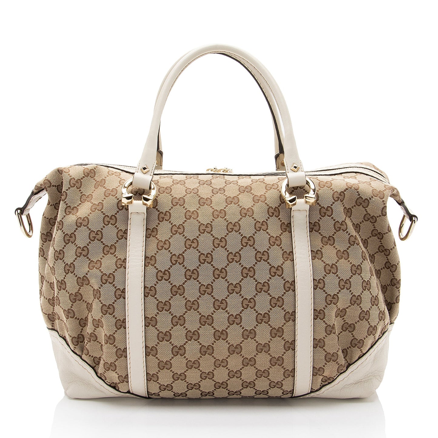 Gucci GG Canvas Horsebit Nailhead Medium Boston Bag