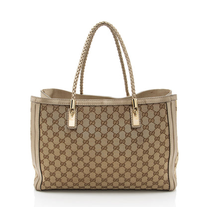 Gucci GG Canvas Metallic Leather Bella Medium Tote