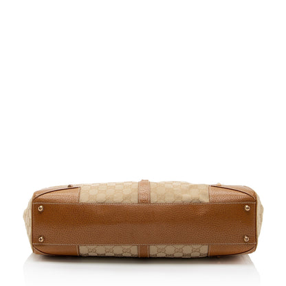 Gucci GG Canvas Nailhead Bardot Large Shoulder Bag (SHF-FHIG8i)