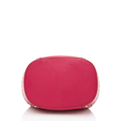 Gucci GG Debossed Diamante Leather Studded Bright Bucket Bag