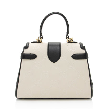 Gucci GG Debossed Leather Small Top Handle (SHF-hGmUB9)
