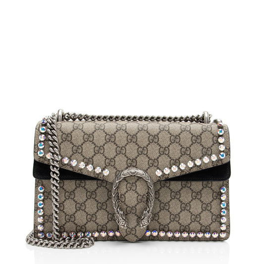 Gucci GG Supreme Crystal Studded Dionysus Medium Shoulder Bag