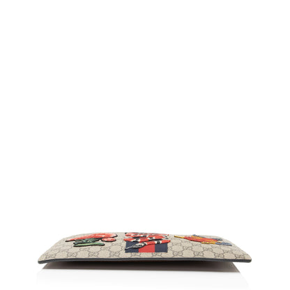 Gucci GG Supreme Embroidered Kingsnake Large Zip Pouch