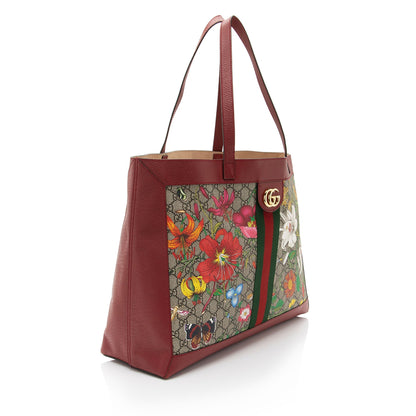 Gucci GG Supreme Flora Ophidia Medium Tote (SHF-nE6t7Y)