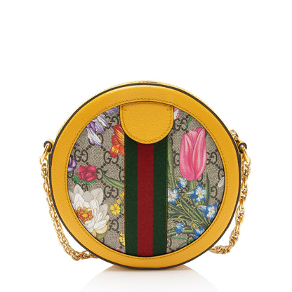 Gucci GG Supreme Flora Ophidia Round Mini Shoulder Bag