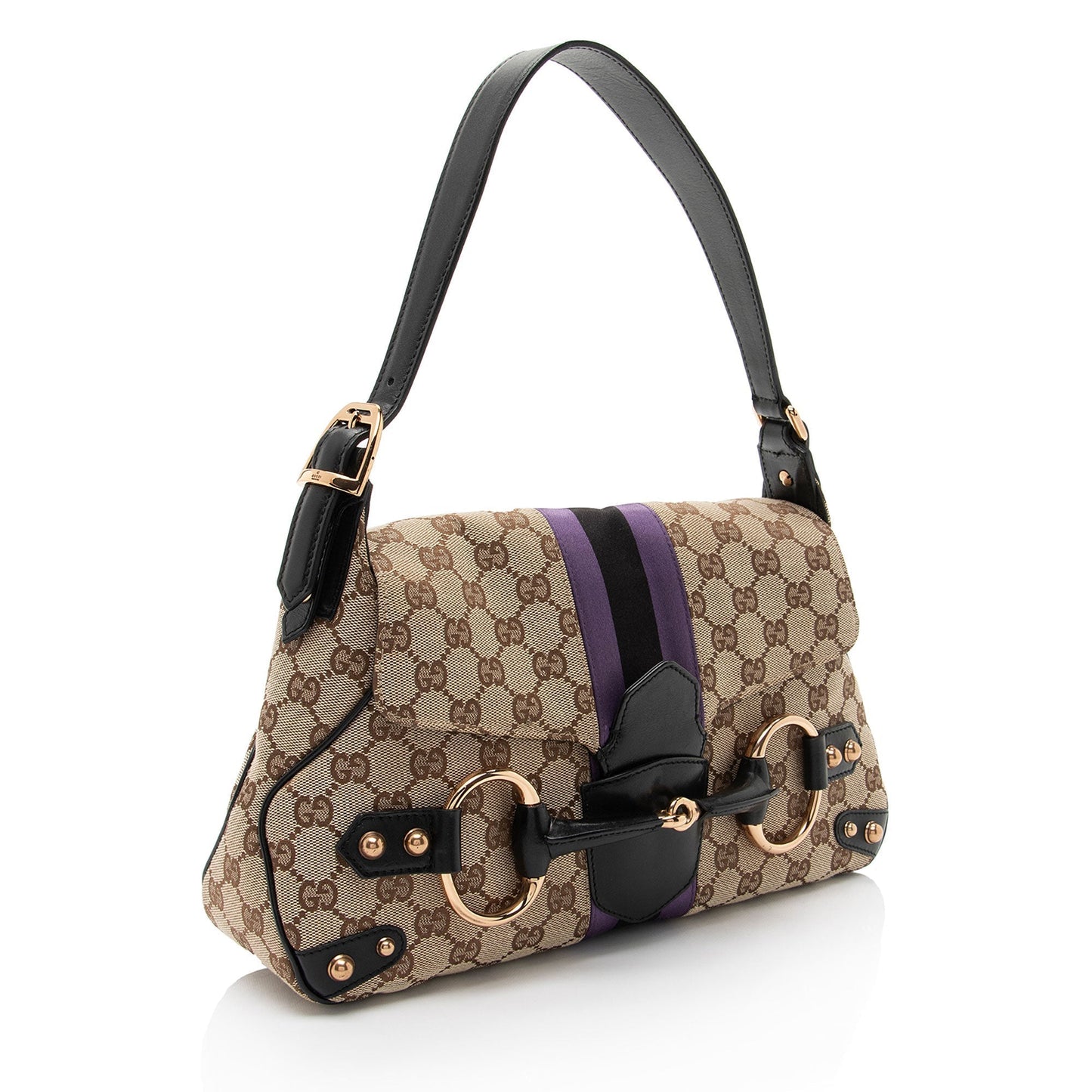 Gucci GG Supreme Horsebit Web Flap Bag (SHF-dZLqw3)