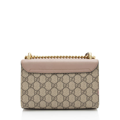 Gucci GG Supreme Pearl Stud Padlock Small Shoulder Bag