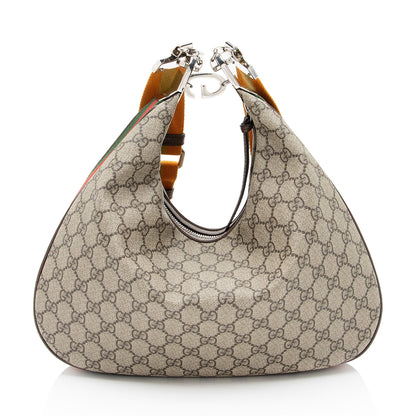 Gucci GG Supreme Web Attache Large Shoulder Bag