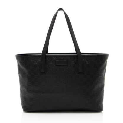 Gucci Guccissima Leather Classic Medium Zip Tote (SHF-CnrScb)