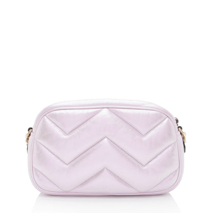 Gucci Matelasse Padded Iridescent Leather GG Marmont Small Camera Bag