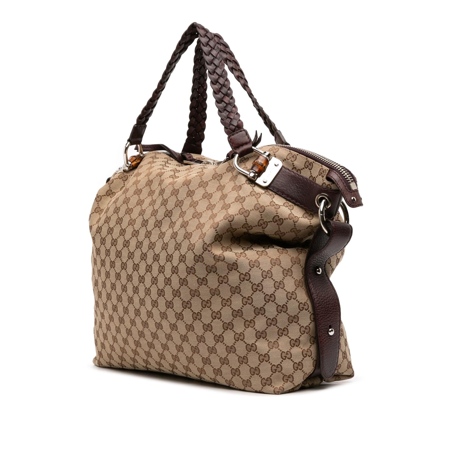 Gucci Large GG Canvas Bamboo Bar Tote