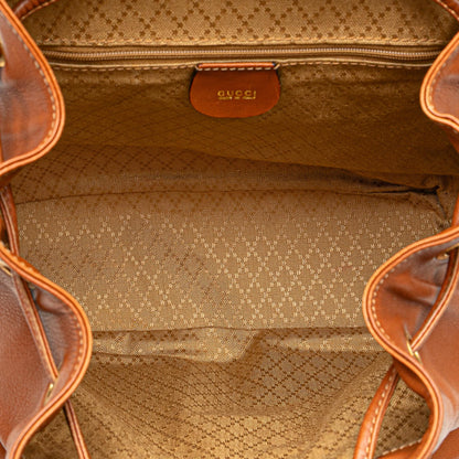 Gucci Leather Bamboo Drawstring Backpack