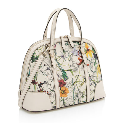 Gucci Leather Flora Nice Satchel (SHF-5DGwQW)