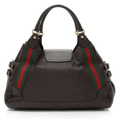 Gucci Leather Heritage Web Buckle Medium Satchel