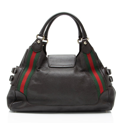 Gucci Leather Heritage Web Buckle Medium Satchel