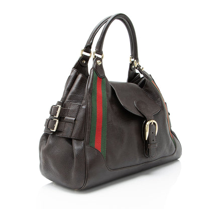 Gucci Leather Heritage Web Buckle Medium Satchel