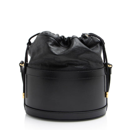 Gucci Leather Horsebit 1955 Drawstring Bucket Bag (SHF-LUUWQJ)