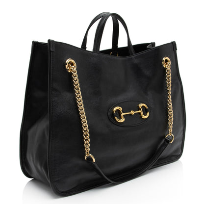 Gucci Leather Horsebit 1955 Chain Large Tote (SHF-LnlXOo)