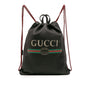 Gucci Leather Logo Drawstring Backpack