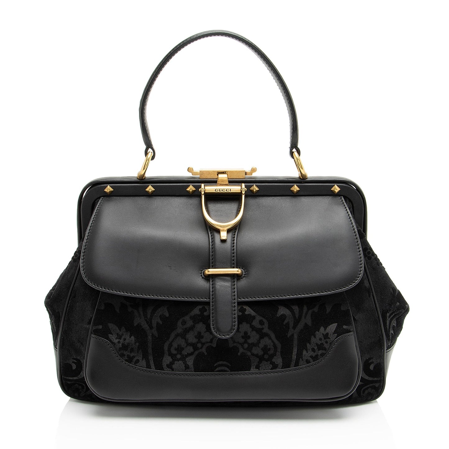 Gucci Leather Velvet Stirrup Top Handle