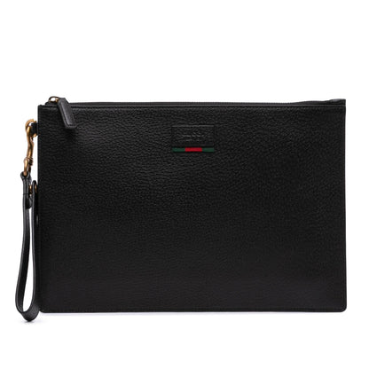 Gucci Leather Web Agora Clutch