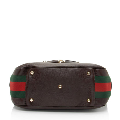Gucci Leather Web Heritage Horsebit Tote