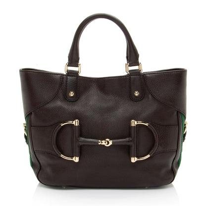 Gucci Leather Web Heritage Horsebit Tote