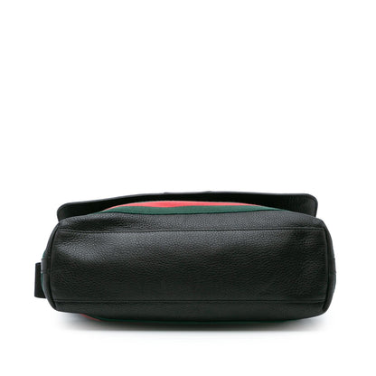 Gucci Leather Web Messenger Bag